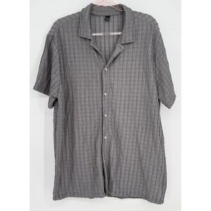 Manfinity Mens Grey Textured Knit Short Sleeve Camp Collar Shirt Sz XXL
